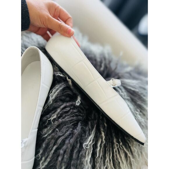 BY FAR Molly Maxi Croco Embossed ballet Leather Flat white 39 - Picture 8 of 12